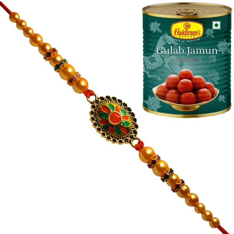Fancy Rakhi with Gulab Jamun