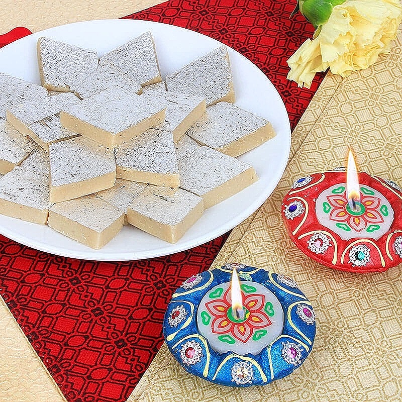 Kaju Katli With Diyas