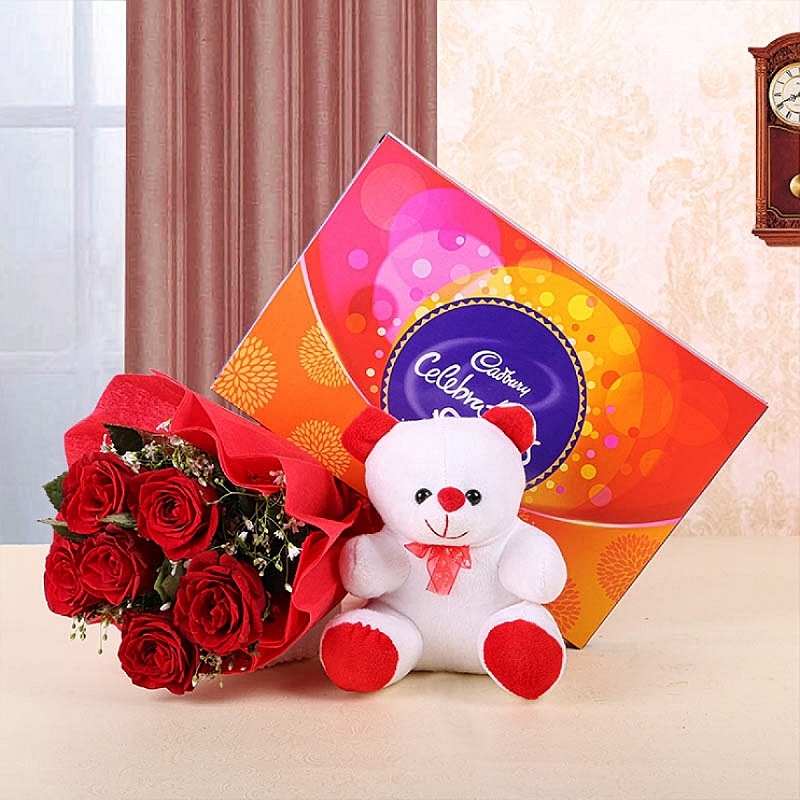 Fresh Roses Choco - Teddy