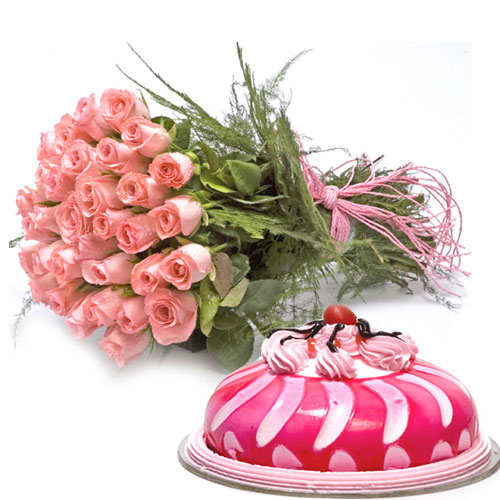 Cake with Pink Rose