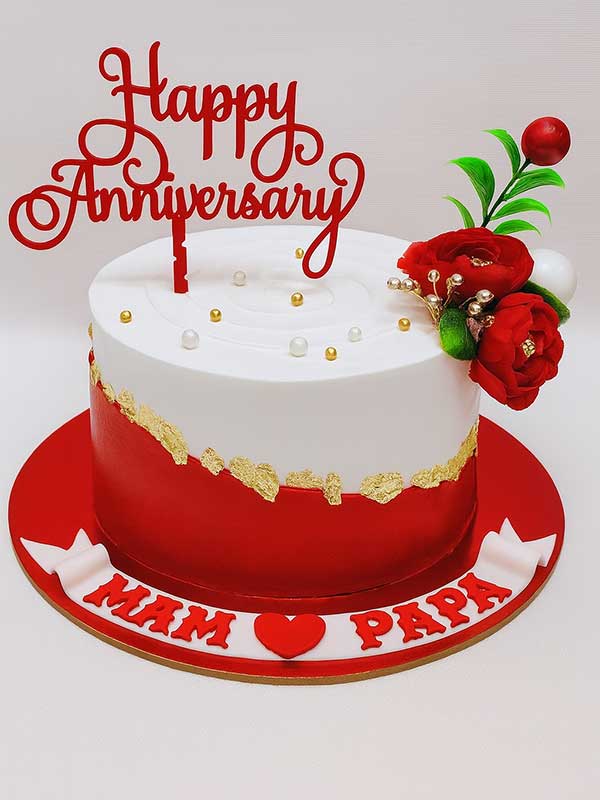 Red & White Chocolate Anniversary Cake