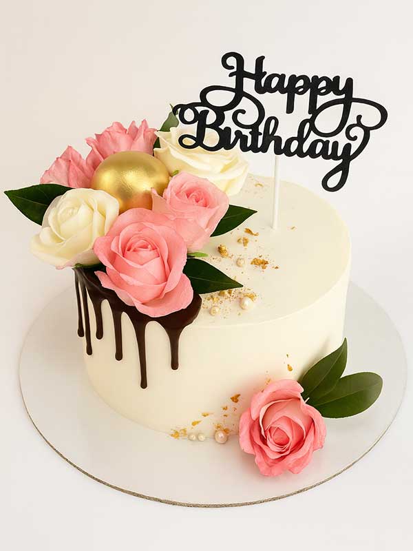 Floral Chocolate Birthday Cake