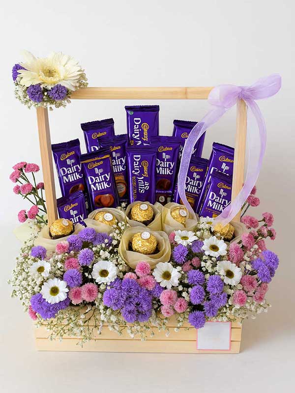 Dairy Milk & Flower Basket