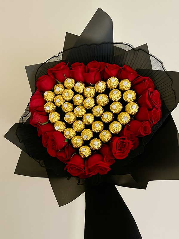 Red Roses & Ferrero Gift