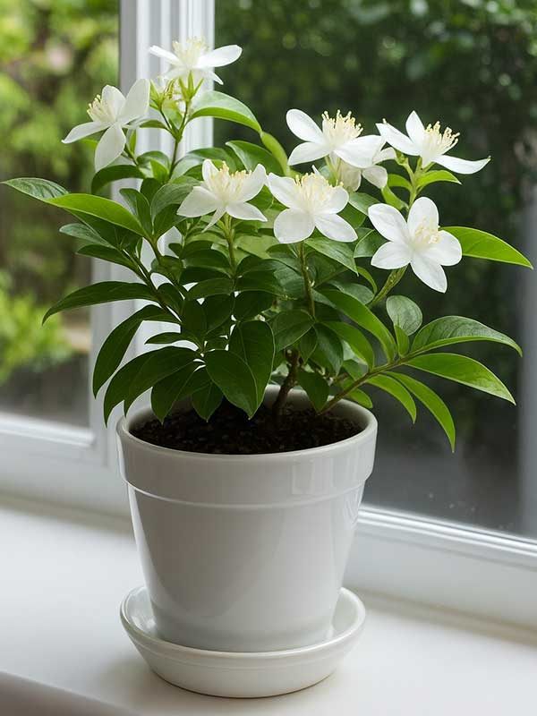 Jasmine Plant(White Plastic Pot  Variant 2)