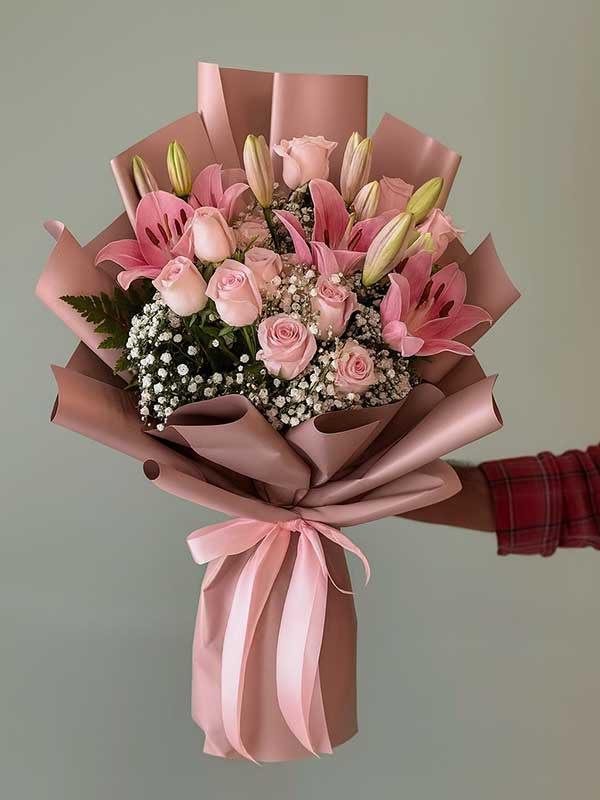 Pink Lily & Rose Bouquet