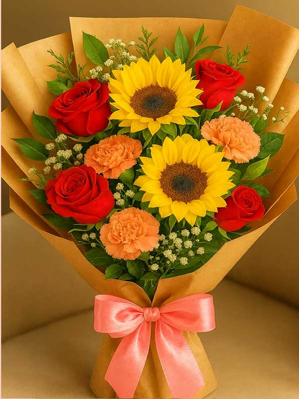 Sunflower & Mixed Rose Paper Packing