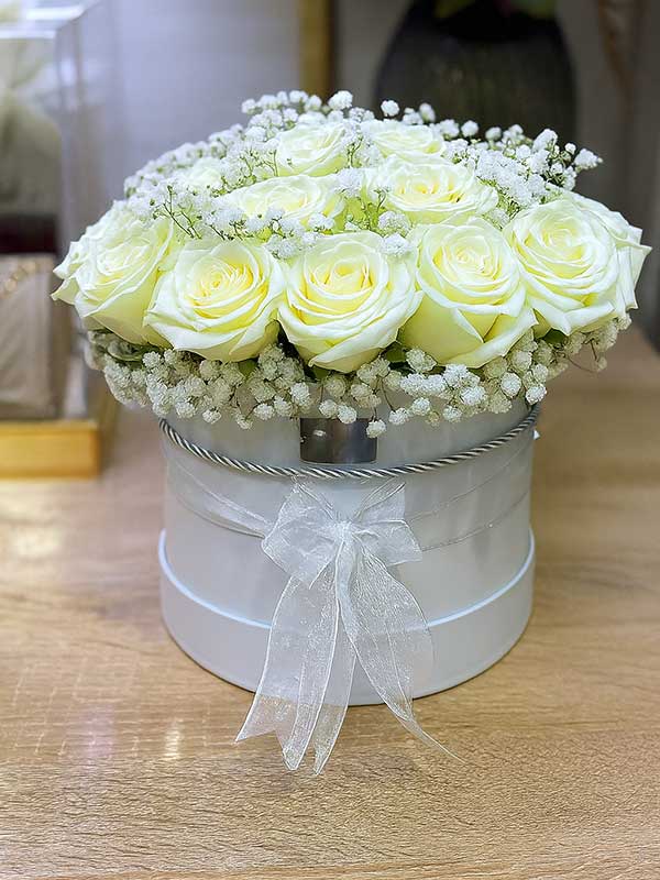 White Rose Round Box