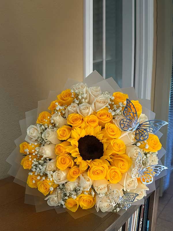 Majestic Yellow & White Butterfly Bouquet