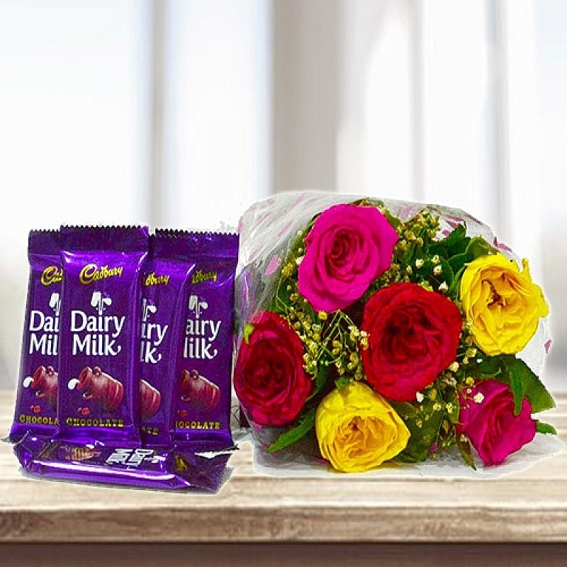 Chocolate - Colour-full Rose Bunch