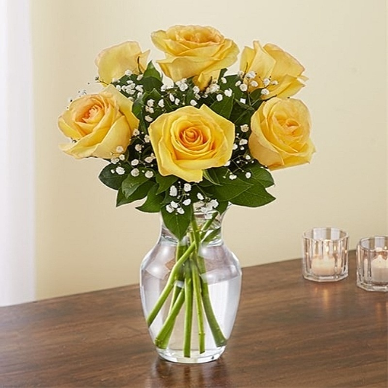 Rose with Glass Vase